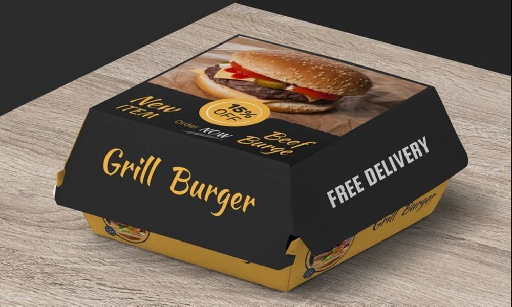 Printed paper burger box, view 3