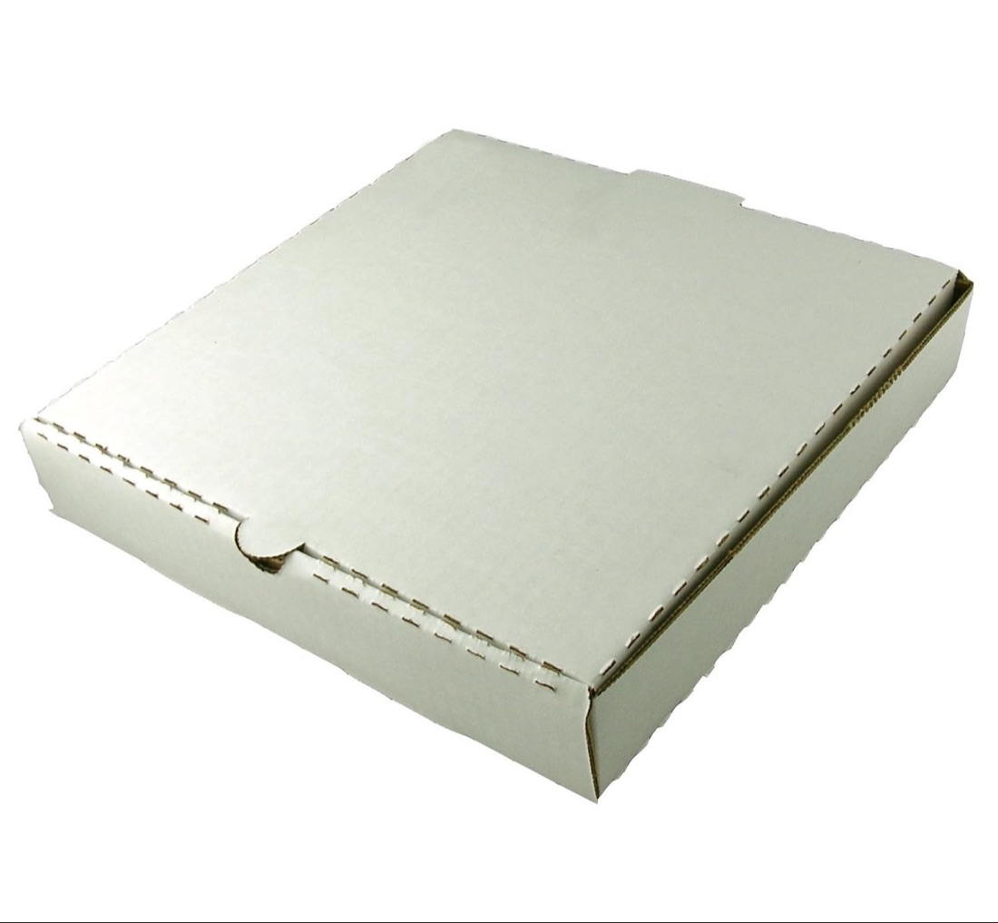 Plain pizza packaging box, open