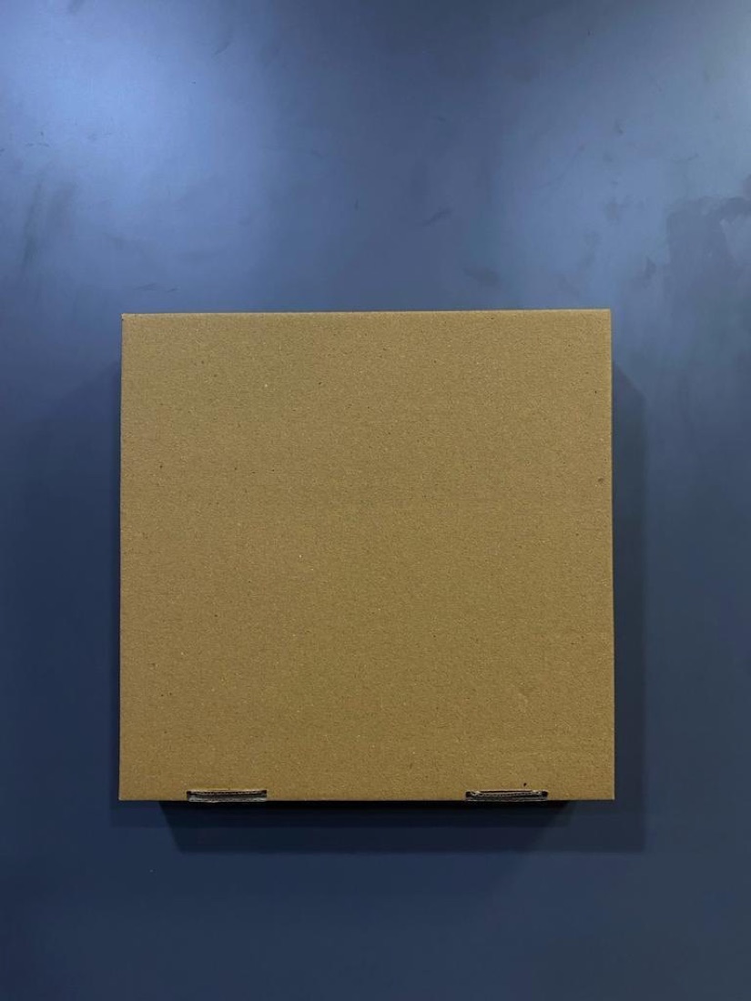 Printed pizza box, flat kraft board